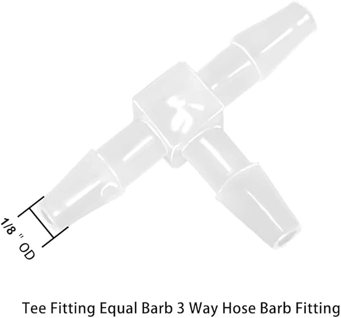 1/8" Tee Fitting Equal Barb 3 Way Hose Barb Fitting，Splicer Joint Mender Adapter Union Fitting for Fuel Gas Liquid Air (Pack of 5) for Fuel Gas Liquid Air (Pack of 5)-VerdiqueGarden