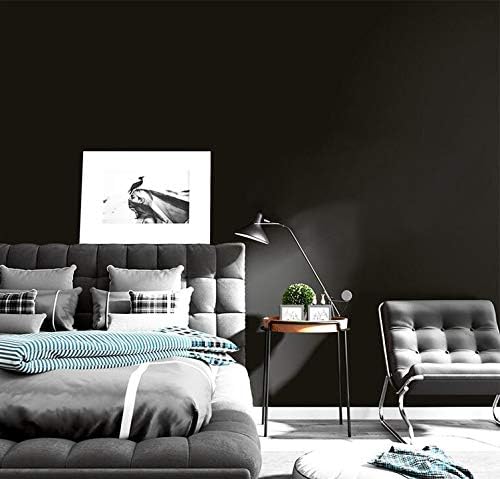 Dimoon 118''x23.6'' Black Peel and Stick Wallpaper Contact Paper Modern Self Adhesive Wall Paper Removable Renter Friendly Textured Solid Color Shelf Cabinet Vinyl Roll (118''x23.6'',Black)-VerdiqueGarden