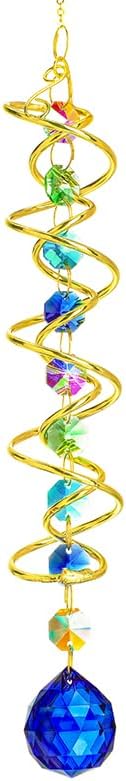 H&D HYALINE & DORA Gazing Ball Spiral Tail Crystal Suncatcher, Rainbow Maker Crystal Beads Decor Sun Catcher Hang with Hook for Window Indoor Outdoor-VerdiqueGarden