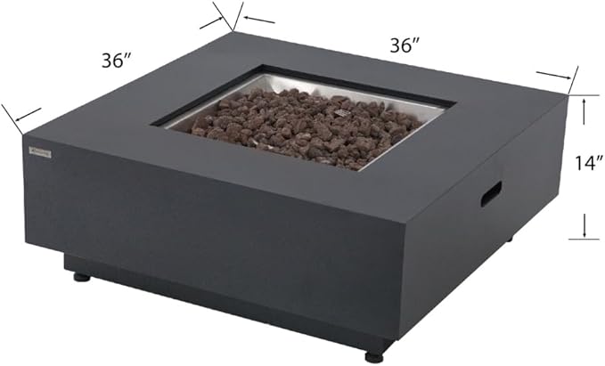 Ashton 36” Propane Fire Pit Smokeless Firepit Converts to Outdoor Gas Fire Pit for Outside Patio Firepit Table Includes Windscreen Rain & Tank Cover Lava Rocks Lid CSA Certified-VerdiqueGarden