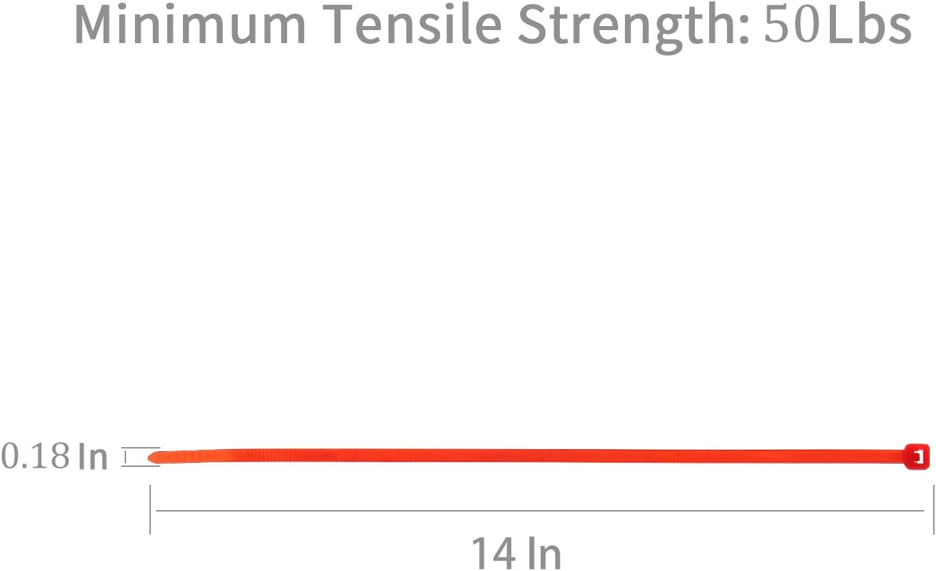 XINGO 100PCS Cable Zip Ties Heavy Duty, Premium Nylon Plastic Wire Ties with 50 Pounds Tensile Strength, Self-Locking Black Nylon Zip Ties for Indoor and Outdoor (14 inch, Red)-VerdiqueGarden