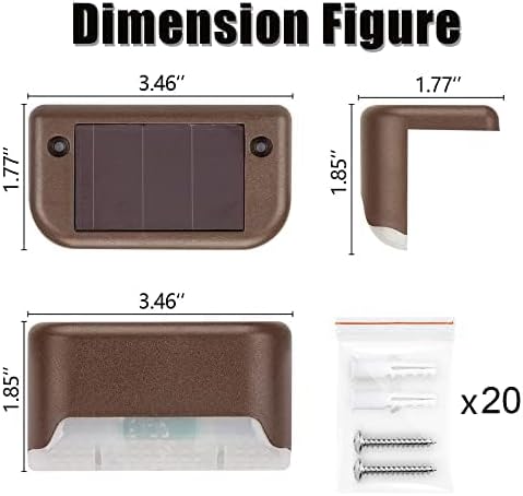 SOLPEX 20 Pack Solar Deck Lights Outdoor, Waterproof Led Lights for Outdoor Stairs, Step, Fence, Yard, Patio, and Pathway(Warm White)-VerdiqueGarden