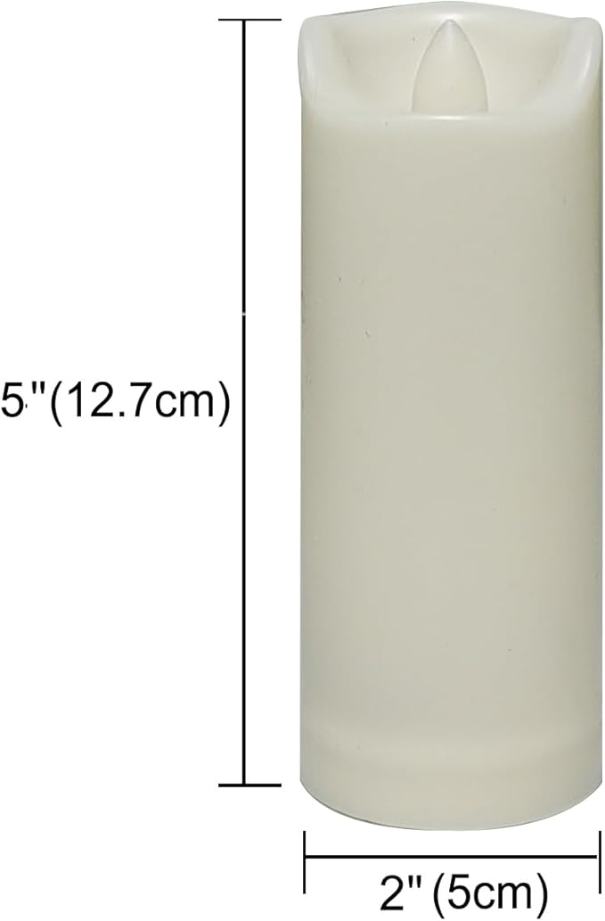 CANDLE CHOICE Waterproof Outdoor Battery Operated Flameless Candles with Auto Timer Flickering Plastic Resin Electric LED Slim Pillar Lights for Lantern Patio Garden Wedding Decorations 2”x5” 2 Pack-VerdiqueGarden