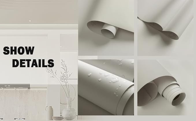 Dimoon 118''x23.6'' Cream Skin Peel and Stick Wallpaper Contact Paper Modern Self Adhesive Wall Paper Removable Renter Friendly Textured Solid Color Cabinet Vinyl Roll (118''x23.6'',Cream Skin)-VerdiqueGarden