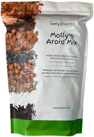Molly's Aroid Mix - Premium Soilless Potting Mix for Houseplants - Fast Draining, Chunky & Easier to Water vs. Soil for Indoor Plants - with Bark, Coco Chips, Worm Castings, Mycorrhizae 3 Dry Quarts-VerdiqueGarden
