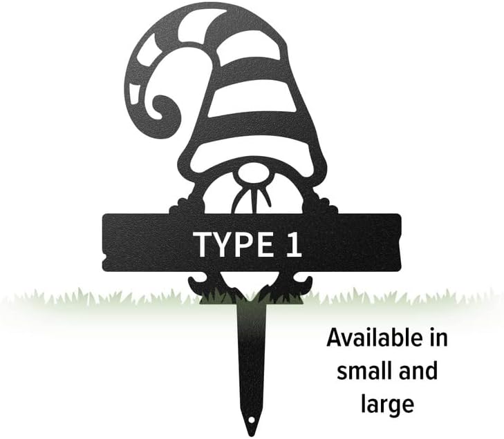 RealSteel Customizable Gnome Seed & Plant Markers – Durable Metal Garden Stakes for Herbs, Fruits & Vegetables – Weatherproof Tags for Farmhouse & Greenhouse Décor (Type 1, Large)-VerdiqueGarden