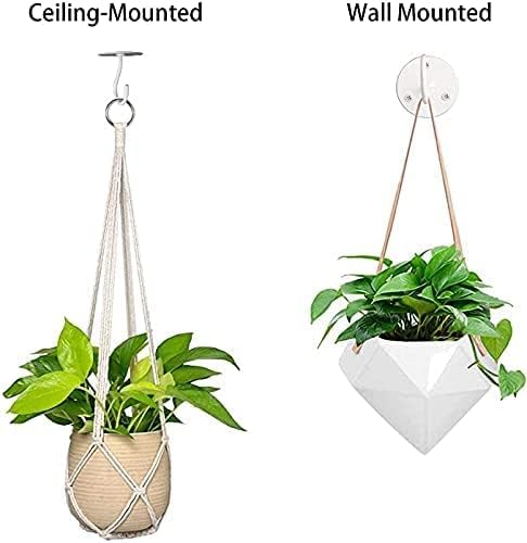 Ceiling Hooks for Hanging Plants- Metal Heavy Duty Wall Mounted Hangers for Hanging Bird Feeders, Planters, Wind Chimes, Include Professional Drywall Anchors (5 Pack) (Bright White)-VerdiqueGarden
