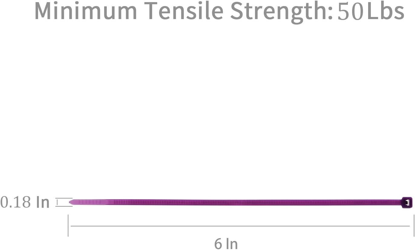 XINGO 100PCS Purple 6 Inch Cable Ties, Heavy Duty Nylon 66, 50 Pound Tensile Strength, Self-Locking, Indoor/Outdoor-VerdiqueGarden