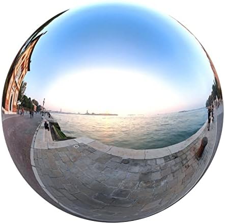 Nerien Gazing Ball, Stainless Steel Garden Mirror Globe, Polished Ornament Sphere, Hollow Floating Reflective Hemisphere, for Home Outdoor Pond Housewarming Swimming Pool Decoration, Silver, 5Pcs Mix-VerdiqueGarden