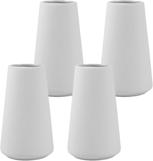 Simple Vase for Flowers Plants, Matte Vases for Modern Table Shelf Home Decor Wedding Boho Decor, 6" H Frosted Elegant Ceramic Vase for Pampas Grass Fluffy Stem Bouquet Lavender Flowers (White, 4)-VerdiqueGarden