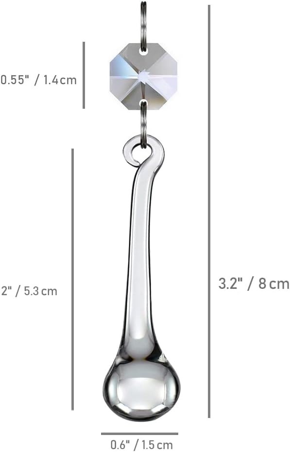 12pcs Raindrop Crystal Chandelier Prisms Parts, Hanging Crystals Beads for Chandeliers, Home Decoration-VerdiqueGarden