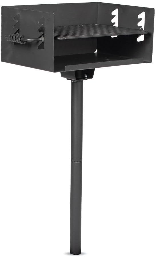 Ash & Ember Park-Style Grill, 384 Sq. In Jumbo Charcoal Grill, Single Post Outdoor Cooking Backyard BBQ, Camp Grilling Barbecues-VerdiqueGarden