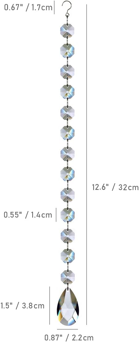 1ft 10pcs Teardrop Crystals Garland, Hanging Chandelier Crystals Prism Beads Chain for Wedding Home Decoration Clear GOLDENHAITAI-VerdiqueGarden