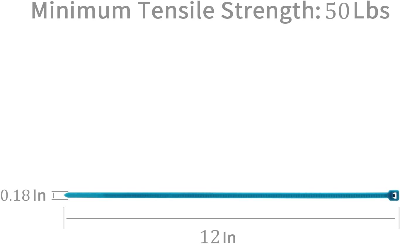XINGO 100PCS Cable Zip Ties Heavy Duty, Premium Nylon Plastic Wire Ties with 50 Pounds Tensile Strength, Self-Locking Black Nylon Zip Ties for Indoor and Outdoor (12 inch, Blue)-VerdiqueGarden
