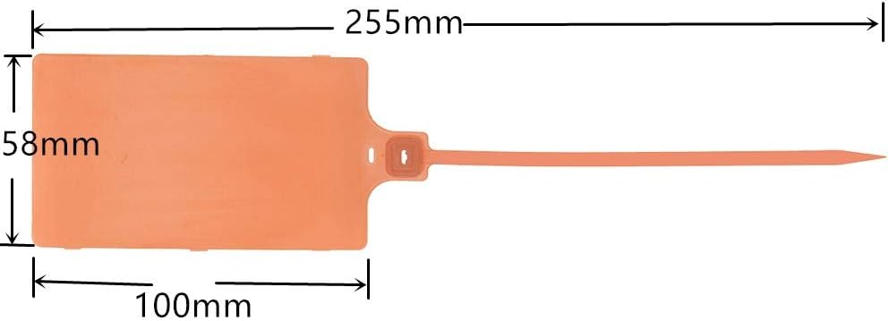 Plastic Seals Shipping Tags Logistics Use Big Sign Tie Large Label Tie, 255mm Total Length, Package of 100pcs (Orange)-VerdiqueGarden