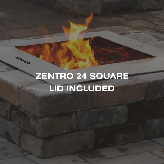 Breeo Zentro Stainless Steel Fire Pit Insert - Smokeless Firepit Ring Insert for Outdoor Fire Pit - for Outside Block, Stone, & Concrete Backyard Firepit Surrounds - Lid Included - Square 24"-VerdiqueGarden
