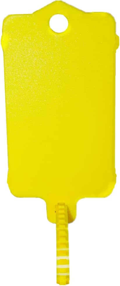 100pcs Reusable Blank Plastic Tags Ties Key Tags 1.45"*2.48" Serrated Tension Sealing Strap with Large Label Plastic Tie Mark Label Waterproof Hang Sign Write on Tag (Yellow, 100pcs)-VerdiqueGarden