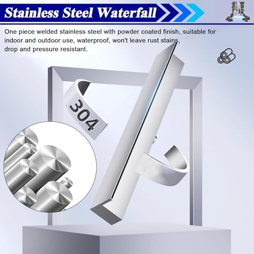 Waterfall Spillway 72 Inch - Garden Fountain Waterfall Embedded Mounting, Heavy Duty Stainless Steel Spray Water Accessories for Pond and Patio-VerdiqueGarden