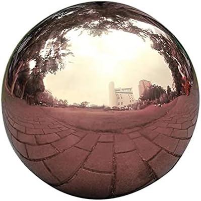 Nerien Gazing Ball, Stainless Steel Garden Mirror Globe, Polished Ornament Sphere, Hollow Floating Reflective Hemisphere, for Home Outdoor Pond Housewarming Swimming Pool Decoration, Rose Gold, 5Pcs-VerdiqueGarden