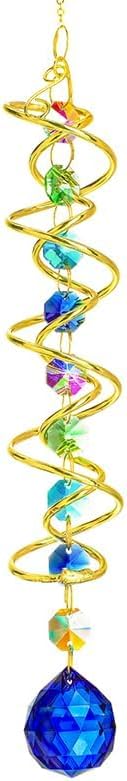 H&D HYALINE & DORA Gazing Ball Spiral Tail Crystal Suncatcher, Rainbow Maker Crystal Beads Decor Sun Catcher Hang with Hook for Window Indoor Outdoor-VerdiqueGarden