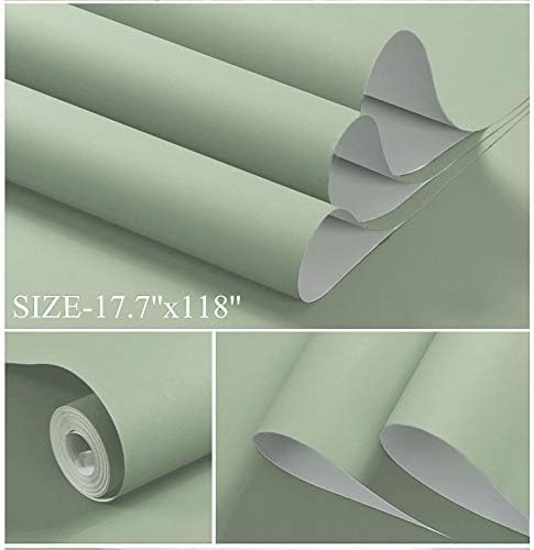 Dimoon 236''x17.7'' Green Peel and Stick Wallpaper Contact Paper Modern Self Adhesive Wall Paper Removable Renter Friendly Textured Solid Color Shelf Cabinet Vinyl Roll (236''x17.7'',Palegreen)-VerdiqueGarden