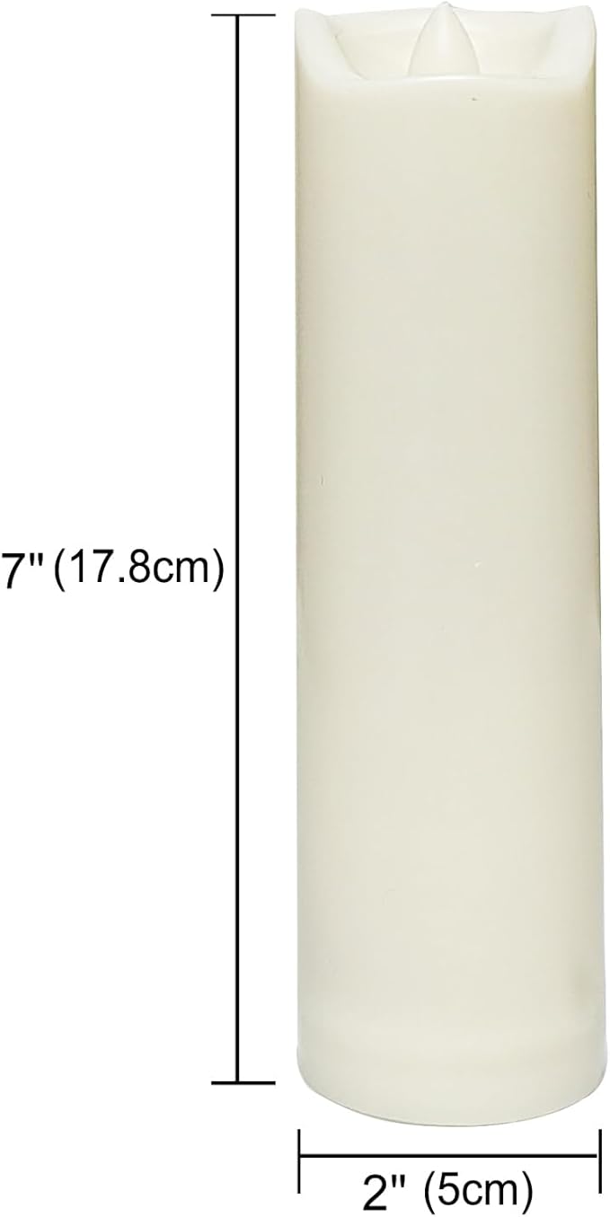 CANDLE CHOICE Waterproof Outdoor Battery Operated Flameless Candles with Auto Timer Flickering Plastic Resin Electric LED Slim Pillar Lights for Lantern Patio Garden Wedding Decorations 2”x7” 2 Pack-VerdiqueGarden