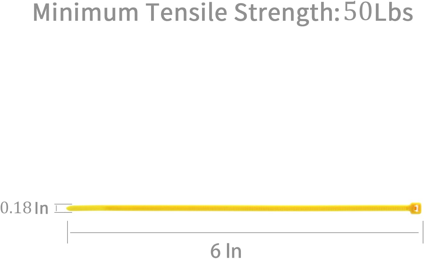 XINGO 100PCS Cable Zip Ties Heavy Duty, Premium Nylon Plastic Wire Ties with 50 Pounds Tensile Strength, Self-Locking Black Nylon Zip Ties for Indoor and Outdoor (6 inch, Yellow)-VerdiqueGarden