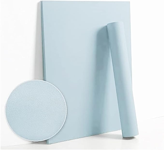 Dimoon 118''x17.7'' Blue Peel and Stick Wallpaper Contact Paper Modern Self Adhesive Wall Paper Removable Renter Friendly Textured Solid Color Shelf Cabinet Vinyl Roll (118''x17.7'',Light Blue)-VerdiqueGarden