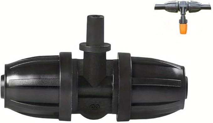 10PCS 5/16 Inch Irrigation Fittings For (5/16" ID X0.43-0.47" OD) Tubing- 1/4 inch Irrigation Tubing, Anti-Drop Locked Barbed Reducing Tee For Drip Hose (BLACK)-VerdiqueGarden