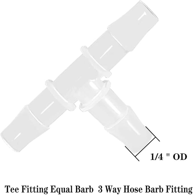 1/4" Tee Fitting Equal Barb 3 Way Hose Barb Fitting Splicer Joint Mender Adapter Union Fitting for Fuel Gas Liquid Air (Pack of 5)-VerdiqueGarden
