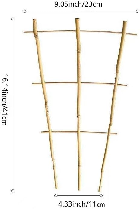 Natural Bamboo Trellis 16inch for Climbing Plants 6 Pack - Plant Ladder Trellis with Garden Ties, Outdoor Decorative Plant Support Stakes for Vines Flowers Vegetables (Fan-Shape)-VerdiqueGarden