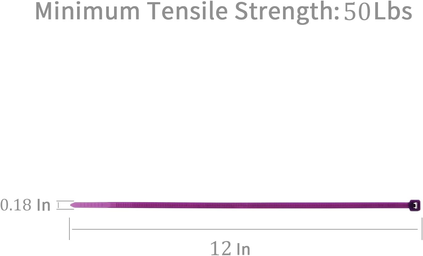 XINGO 100PCS Cable Zip Ties Heavy Duty, Premium Nylon Plastic Wire Ties with 50 Pounds Tensile Strength, Self-Locking Black Nylon Zip Ties for Indoor and Outdoor (12 inch, Purple)-VerdiqueGarden