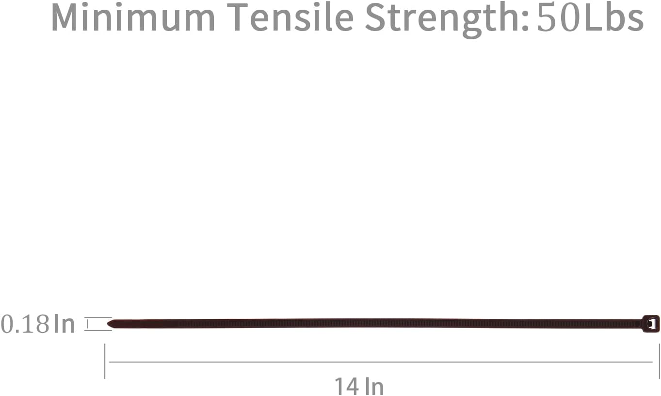 XINGO 100PCS Cable Zip Ties Heavy Duty, Premium Nylon Plastic Wire Ties with 50 Pounds Tensile Strength, Self-Locking Black Nylon Zip Ties for Indoor and Outdoor (14 inch, Brown)-VerdiqueGarden