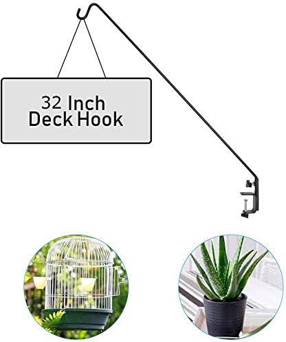 Ashman Deck Hook 32-Inch (2 Pack), Double Forged Solid Metal Single Piece Rod, Ideal for Bird Feeders, Plant Hangers, Coconut Shell Hanging Baskets, and Lanterns.-VerdiqueGarden