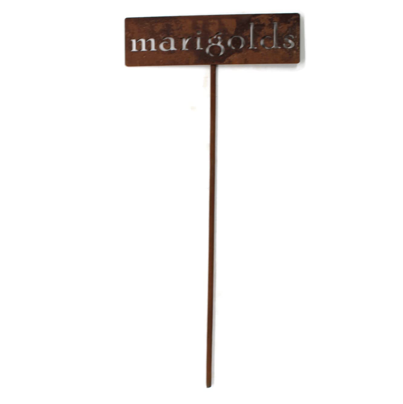 Classic Metal Garden Markers 19 Inches Tall (marigolds, Naturally Rusted)-VerdiqueGarden