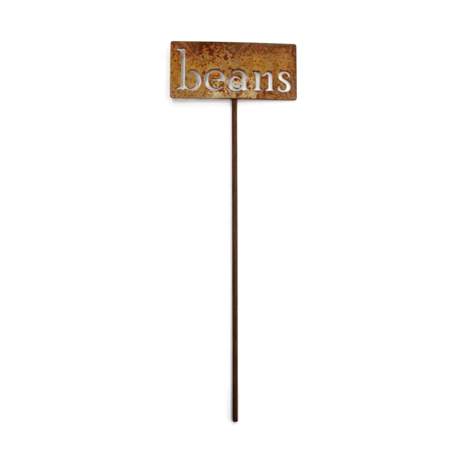 Classic Metal Garden Markers 19 Inches Tall (beans, Naturally Rusted)-VerdiqueGarden