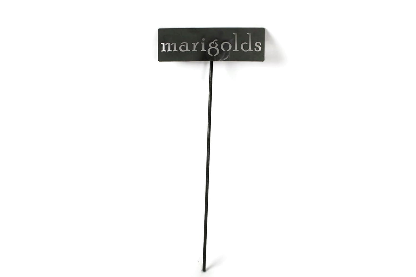 Classic Metal Garden Markers 19 Inches Tall (marigolds, Raw, Unfinished Steel (will rust with time))-VerdiqueGarden