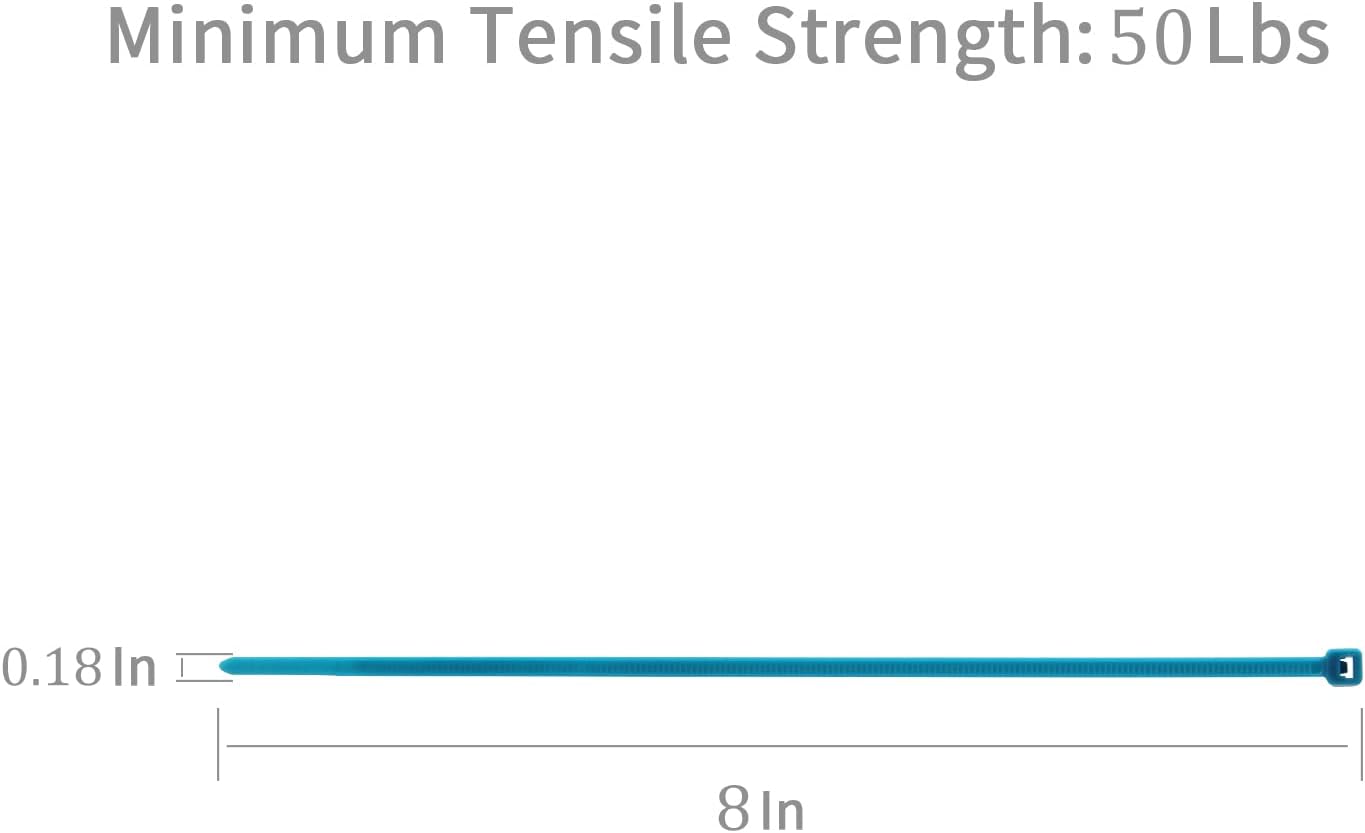 XINGO 100PCS Cable Zip Ties Heavy Duty, Premium Nylon Plastic Wire Ties with 50 Pounds Tensile Strength, Self-Locking Black Nylon Zip Ties for Indoor and Outdoor (8 inch, Blue)-VerdiqueGarden