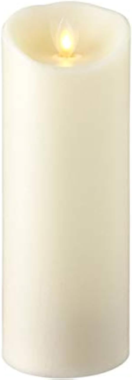 3"X8" Moving Flame Ivory Pillar Candle - Elegant Flameless Lighting Accent and Decorative Light Source - Flickering Scented Candles for Entryway, Garden, Patio, Bathroom and Living Room-VerdiqueGarden