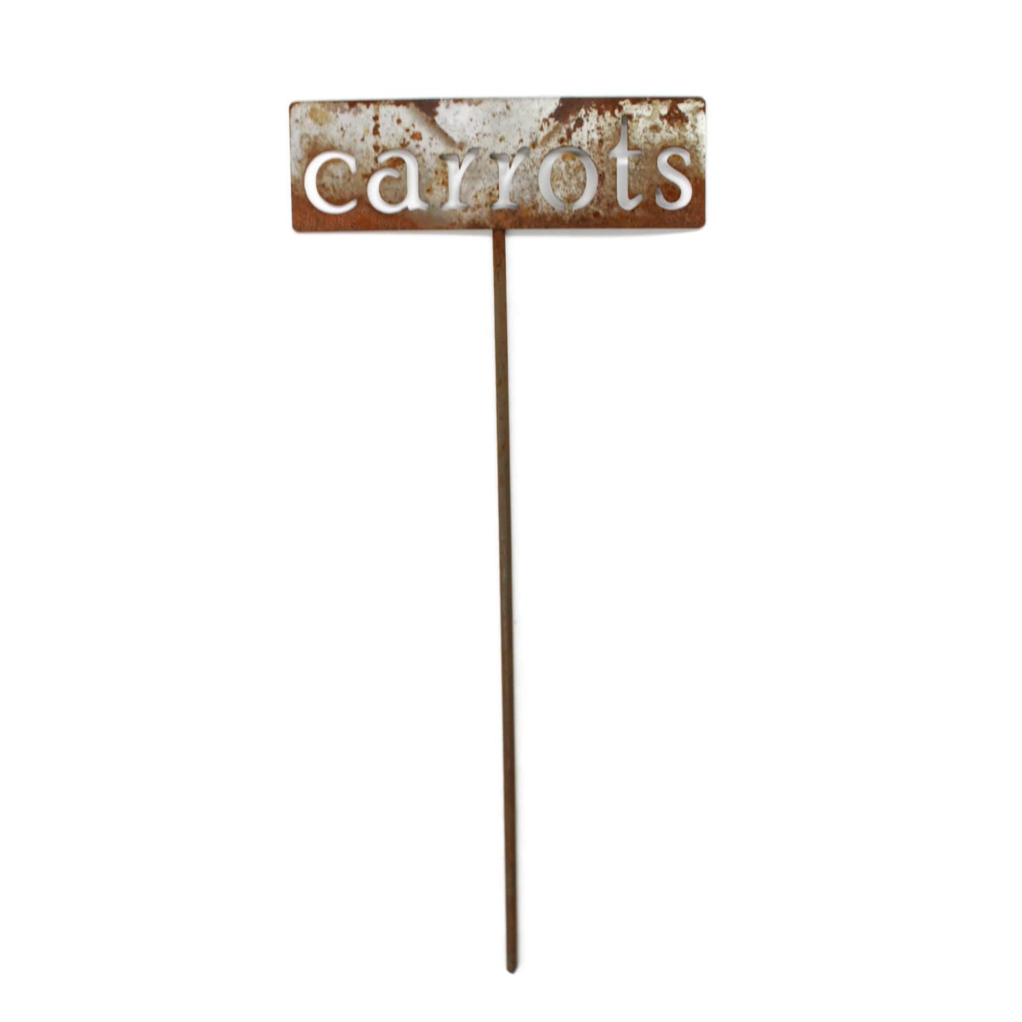 Classic Metal Garden Markers 19 Inches Tall (carrots, Naturally Rusted)-VerdiqueGarden