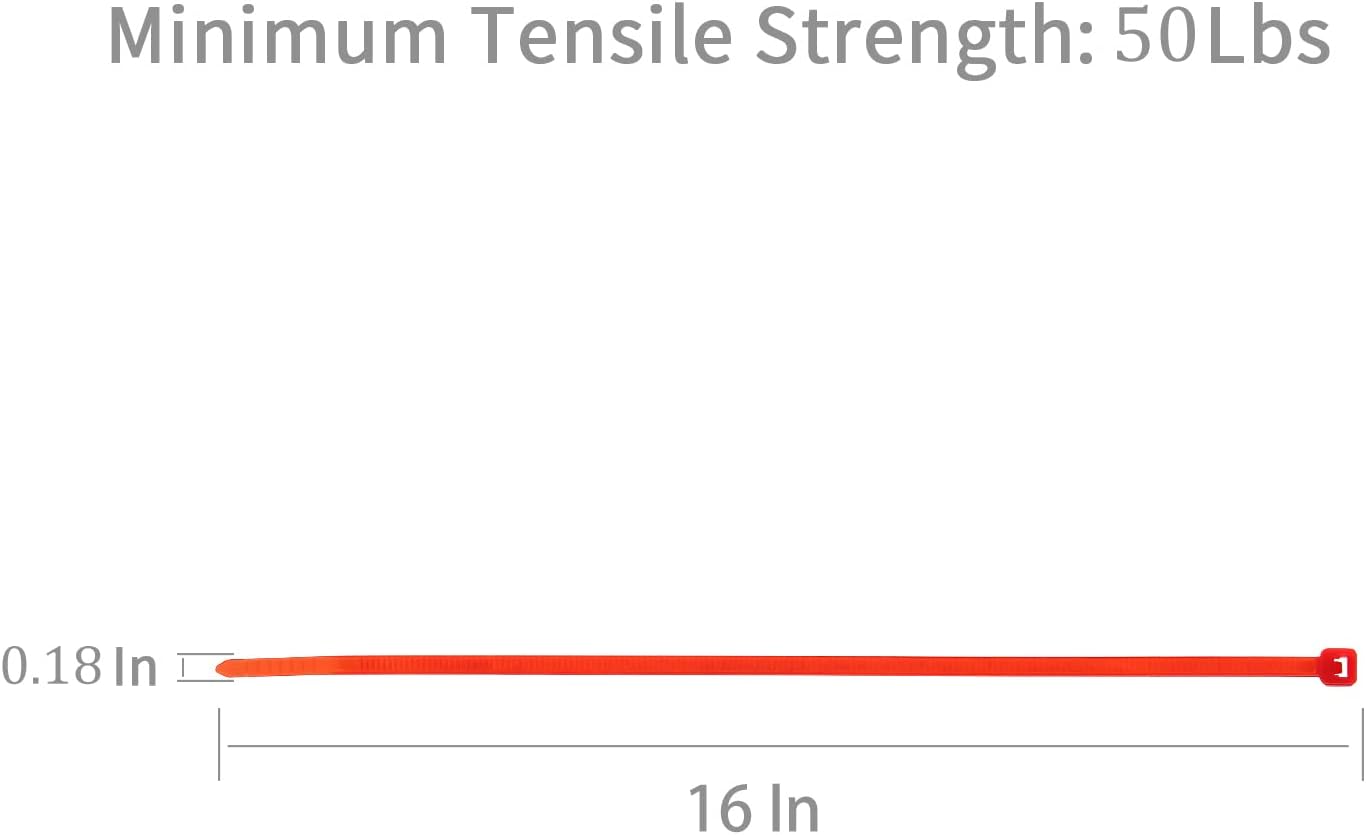 XINGO 100PCS Cable Zip Ties Heavy Duty, Premium Nylon Plastic Wire Ties with 50 Pounds Tensile Strength, Self-Locking Black Nylon Zip Ties for Indoor and Outdoor (16 inch, Red)-VerdiqueGarden