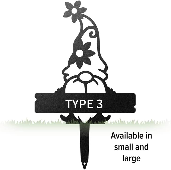 RealSteel Customizable Gnome Seed & Plant Markers – Durable Metal Garden Stakes for Herbs, Fruits & Vegetables – Weatherproof Tags for Farmhouse & Greenhouse Décor (Type 3, Large)-VerdiqueGarden
