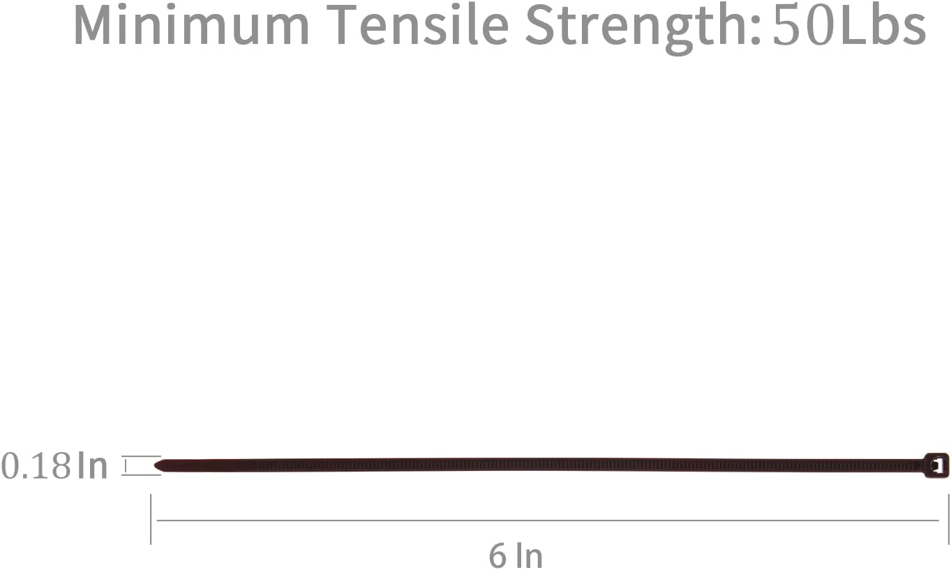 XINGO 100PCS Cable Zip Ties Heavy Duty, Premium Nylon Plastic Wire Ties with 50 Pounds Tensile Strength, Self-Locking Black Nylon Zip Ties for Indoor and Outdoor (6 inch, Brown)-VerdiqueGarden