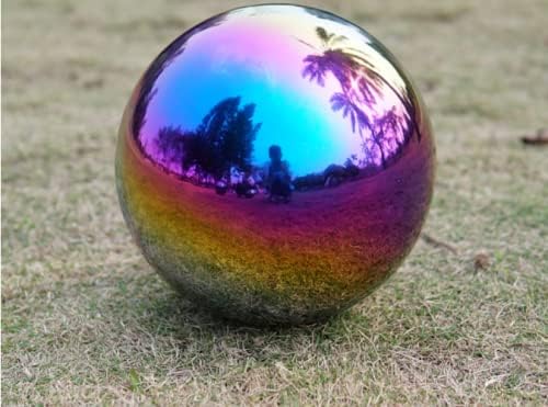 Nerien Gazing Ball, Stainless Steel Garden Mirror Globe, Polished Ornament Sphere, Hollow Floating Reflective Hemisphere, for Home Outdoor Pond Housewarming Swimming Pool Decoration, Rainbow, 5Pcs Mix-VerdiqueGarden