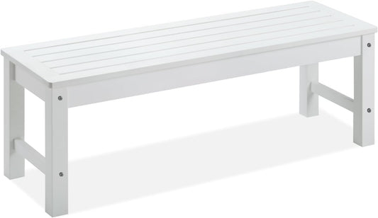 Psilvam Outdoor Bench, Two Person Poly Lumber Porch Bench, Weatherproof Garden Bench That Never Rot and Fade, All-Weather Patio Bench Suit for Garden, Porch, and Park (White)-VerdiqueGarden