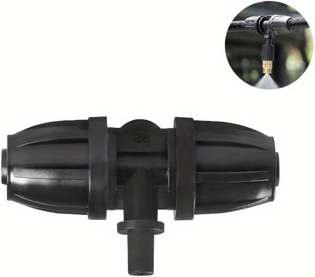 10PCS 5/16 Inch Irrigation Fittings For (5/16" ID X0.43-0.47" OD) Tubing- 1/4 inch Irrigation Tubing, Anti-Drop Locked Barbed Reducing Tee For Drip Hose (BLACK)-VerdiqueGarden