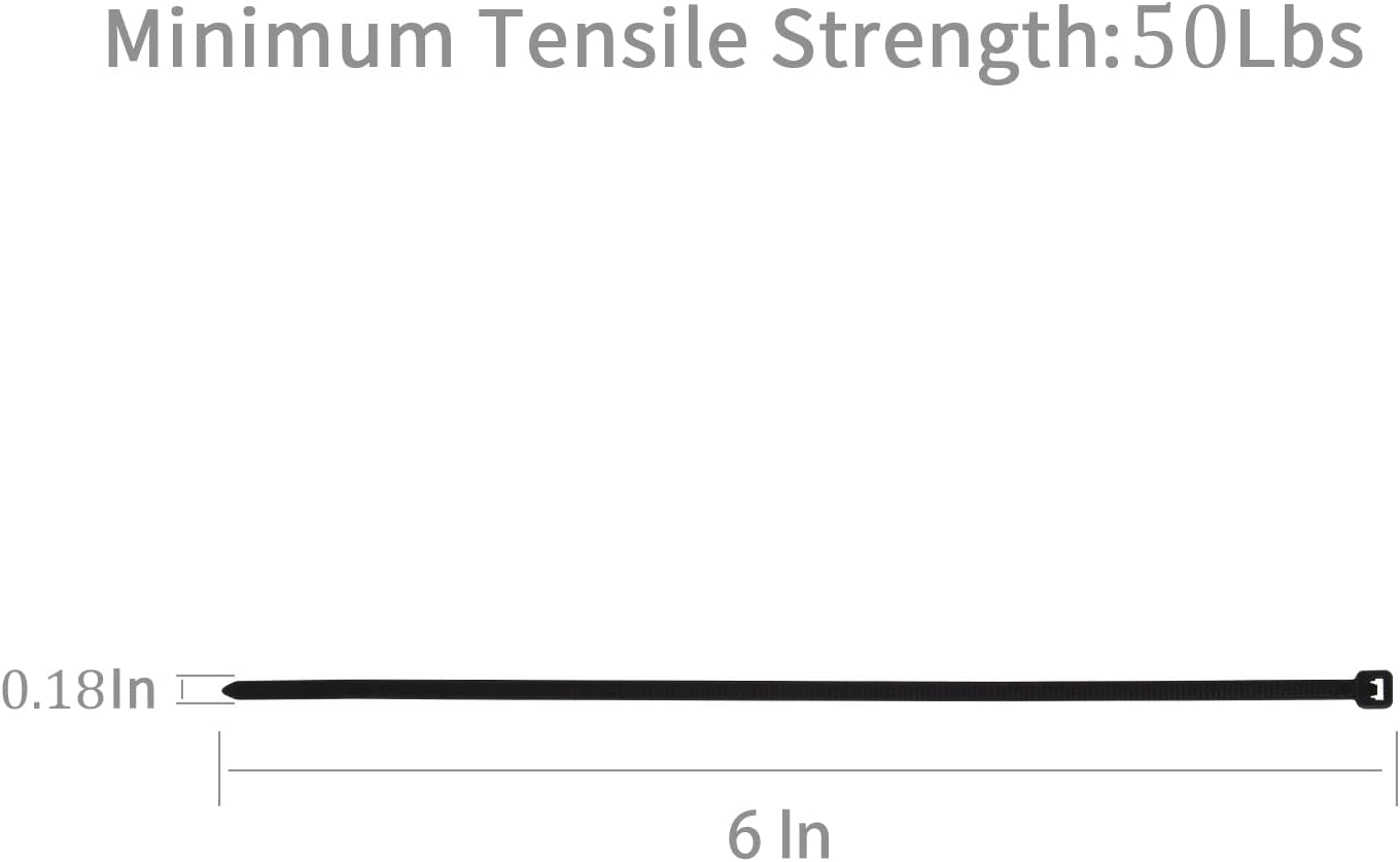 XINGO 100PCS Cable Zip Ties Heavy Duty, Premium Nylon Plastic Wire Ties with 50 Pounds Tensile Strength, Self-Locking Black Nylon Zip Ties for Indoor and Outdoor (6 inch, Black)-VerdiqueGarden