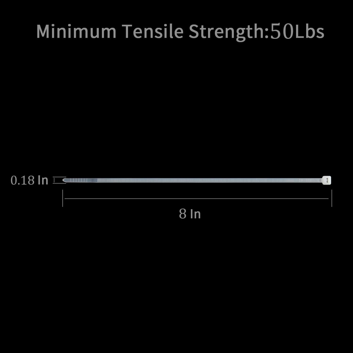 XINGO 100PCS Heavy Duty Cable Zip Ties, Premium Nylon, 50 Pound Tensile Strength, White, 8 Inch-VerdiqueGarden