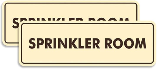 Signs ByLITA Standard Sprinkler Room Sign (Ivory/Dark Brown) - Medium 2 Pack-VerdiqueGarden