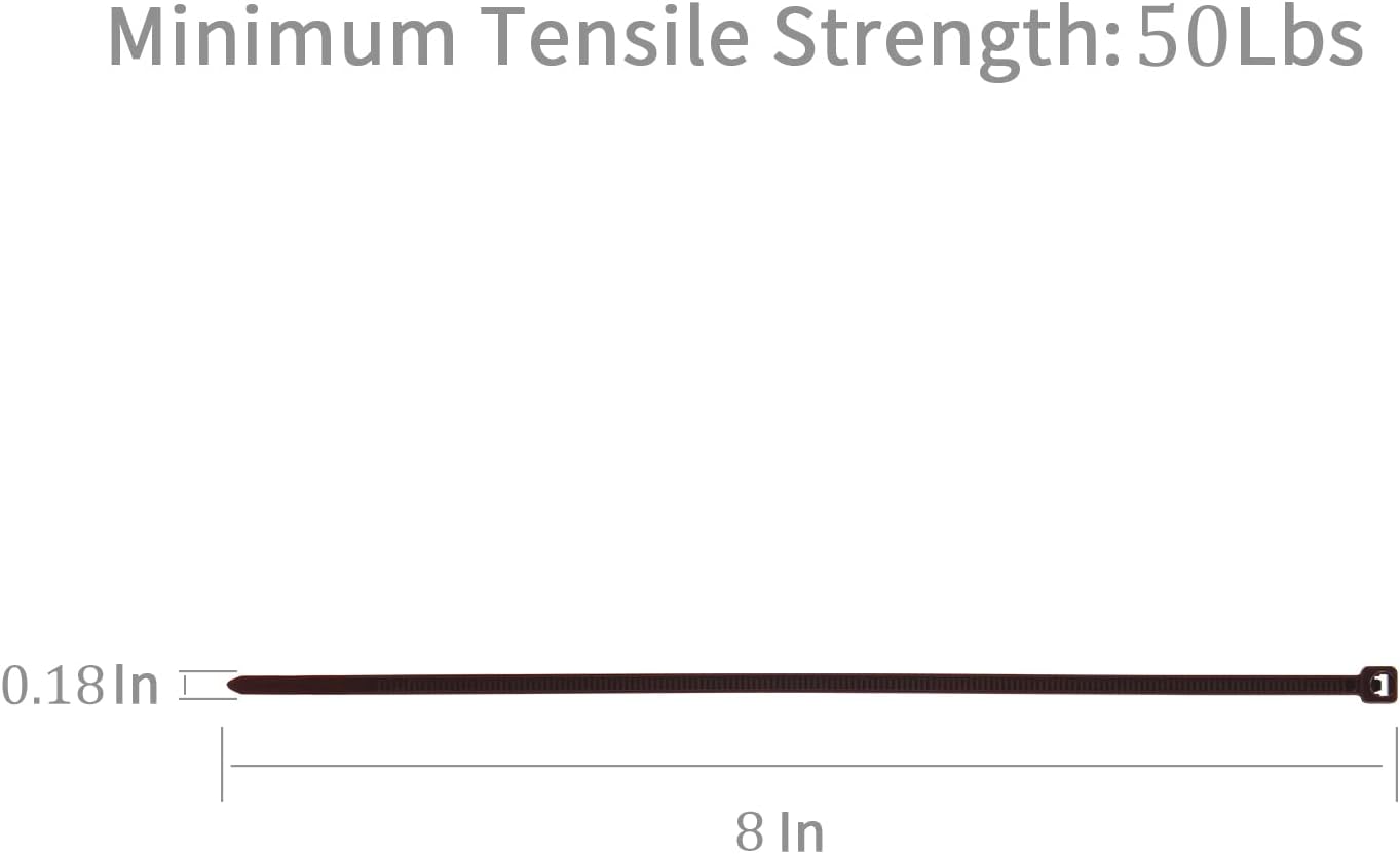 XINGO 100PCS Cable Zip Ties Heavy Duty, Premium Nylon Plastic Wire Ties with 50 Pounds Tensile Strength, Self-Locking Black Nylon Zip Ties for Indoor and Outdoor (8 inch, Brown)-VerdiqueGarden